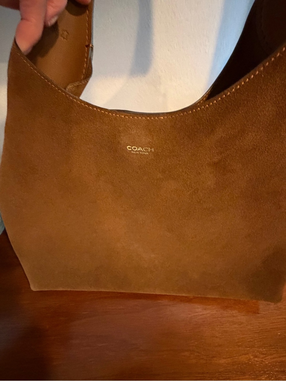 Coach Suede Shoulder Brooklyn Bag in Chestnut Brown